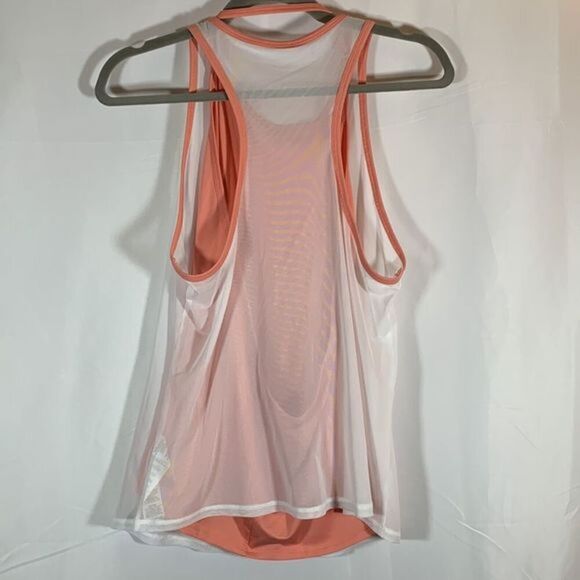 Fabletics Peach & White Mesh Athletic Workout Tank Top - Picture 4 of 7